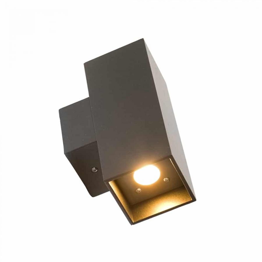 Wandlamp T LED 2 x 2 watt antraciet updown light