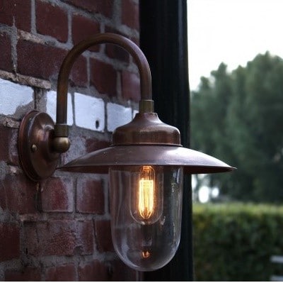 Buitenlamp koper Tilburg koperen in showroom webshop