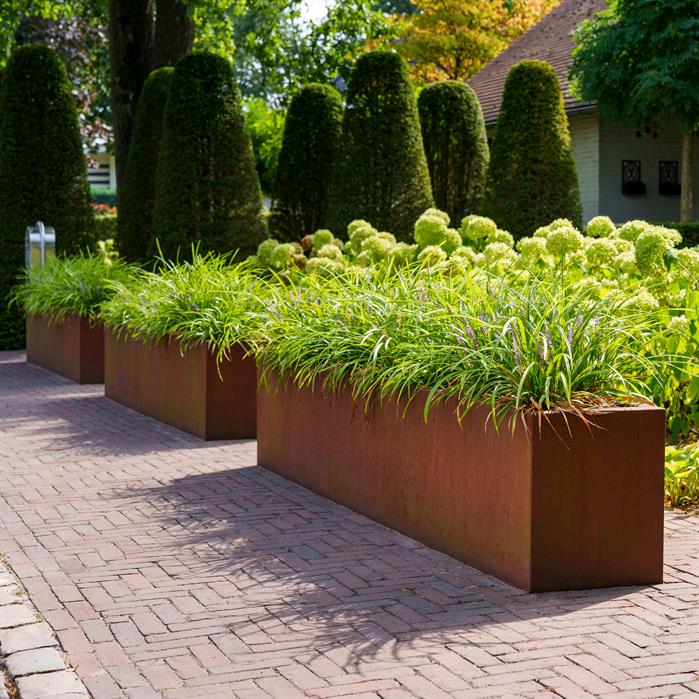 Bloembak cortenstalen plantenbakken rechthoekig tuinextra kaatsheuvel