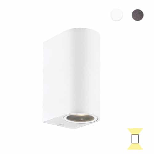 Tilos B4 rond buitenlamp tuinextra up-downlight wandlamp wit GU10