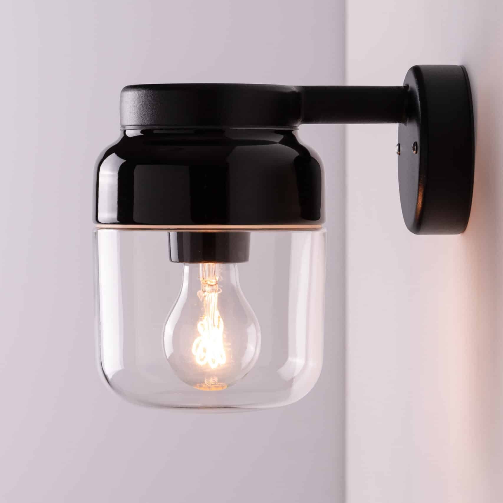 Ifo electric wall zwart porselein wandlamp buitenlamp tuinextra helder glas