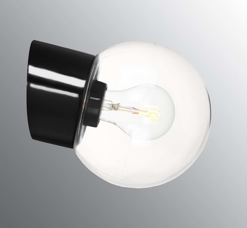 ifo electric globe 150 schuin 15 cm zwart helder glas porselein