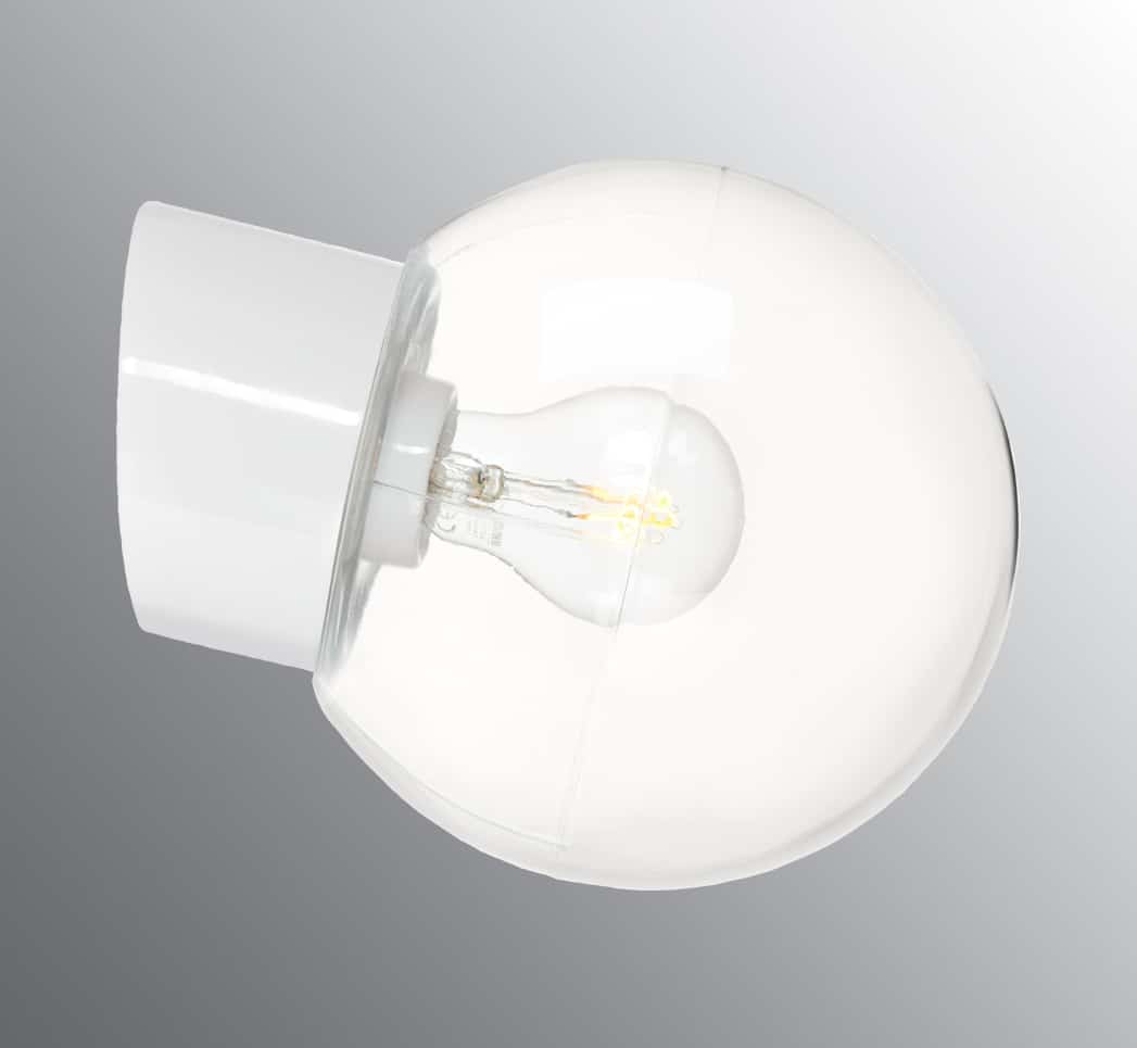 Ifo electric classic globe 180 wit porselein helder glas wandlamp