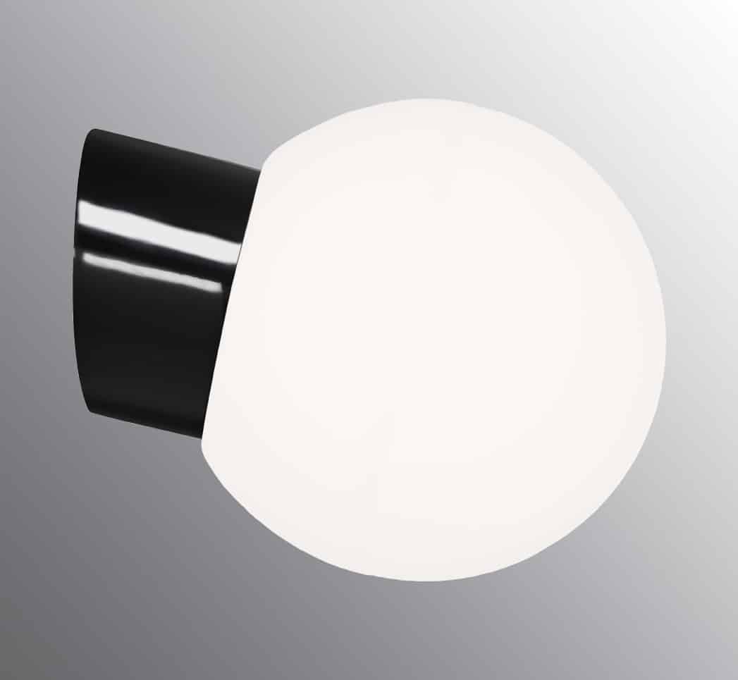Ifo electric classic globe 180 zwart porselein opaal glas wandlamp